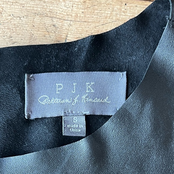 PJK  Patterson J. Kincaid Black Lamb Leather Peplum Top - Picture 7 of 10